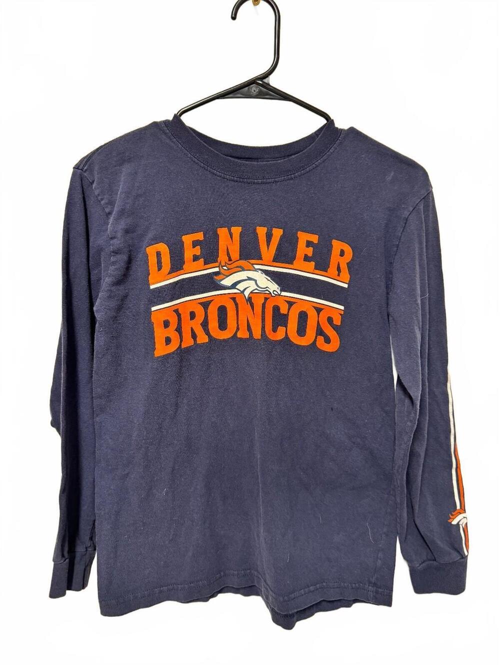 Reebok Denver Broncos Youth Long Sleeve Shirt Navy Blue Size M 10 12